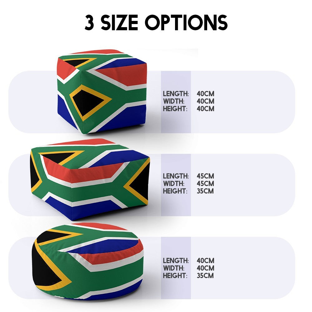 South Africa Flag SA Ottoman Filled Pouffe Footrest Washable Cover Custom Gift