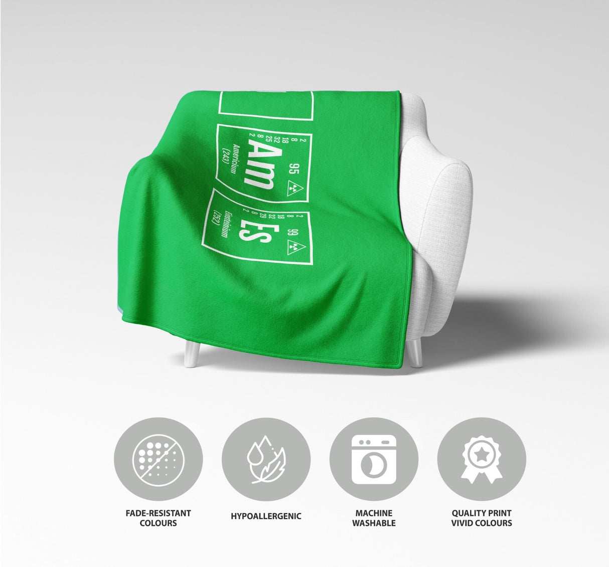 Personalised Name Science Chemical Periodic Soft Fleece Mink Blanket Gift Decor