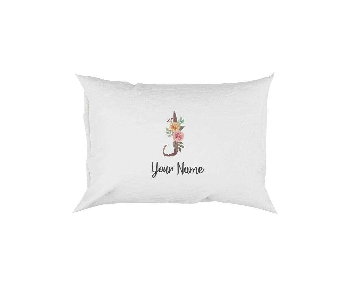 Personalised Floral Watercolour Hand Paint Effect Alphabet Floral Name Pillow