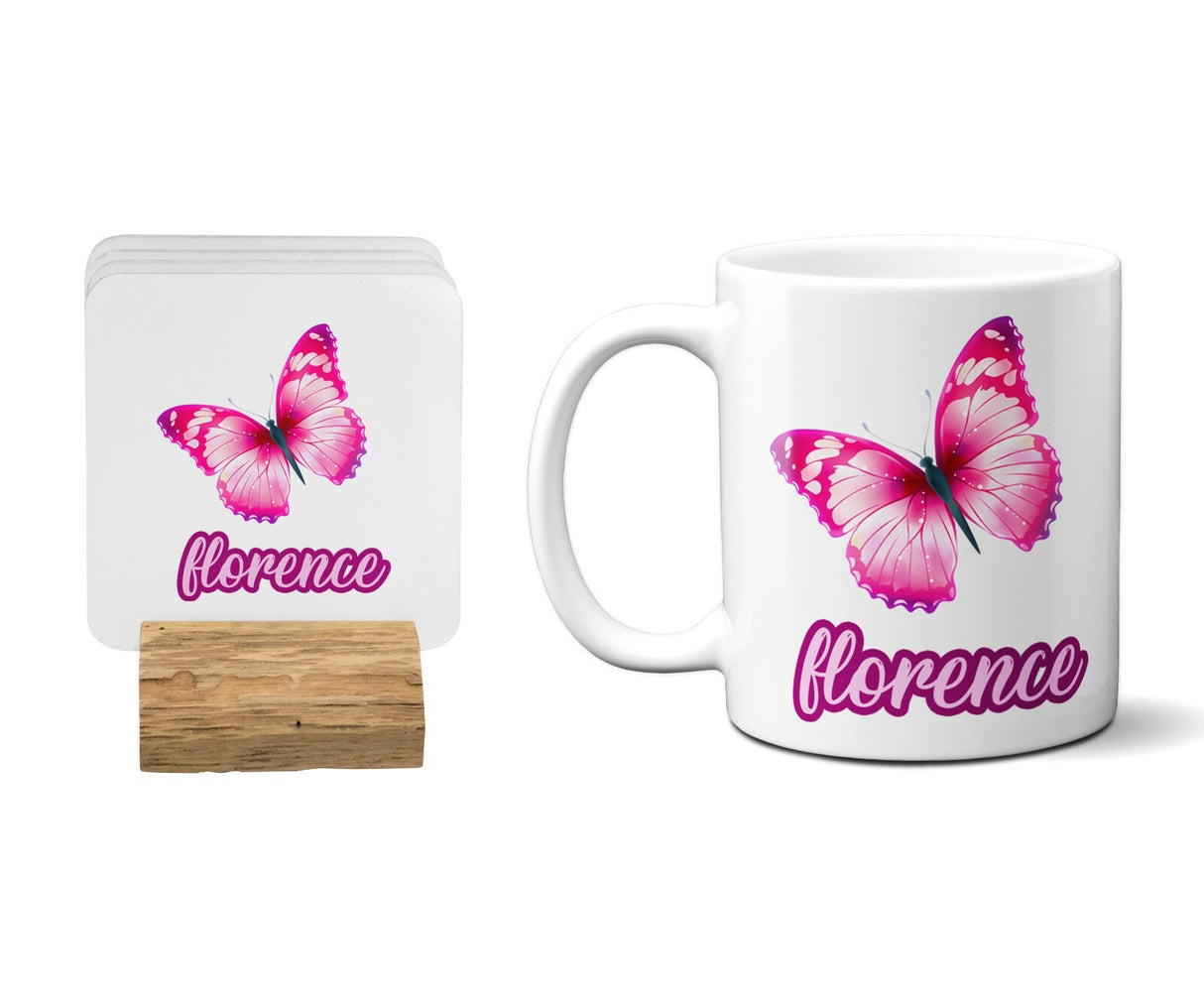 Pink Butterfly Coffee Tea Mug 11oz Mug And Coaster Set Option
