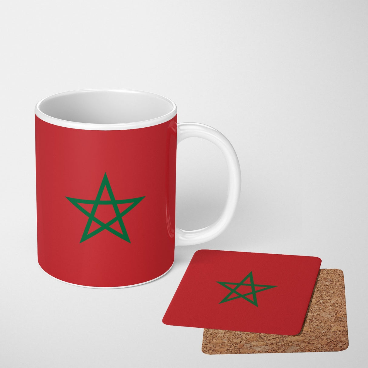 Morocco Flag Moroccan Design Coffee Tea Mug Cup Set Coaster Gift Him Her Custom