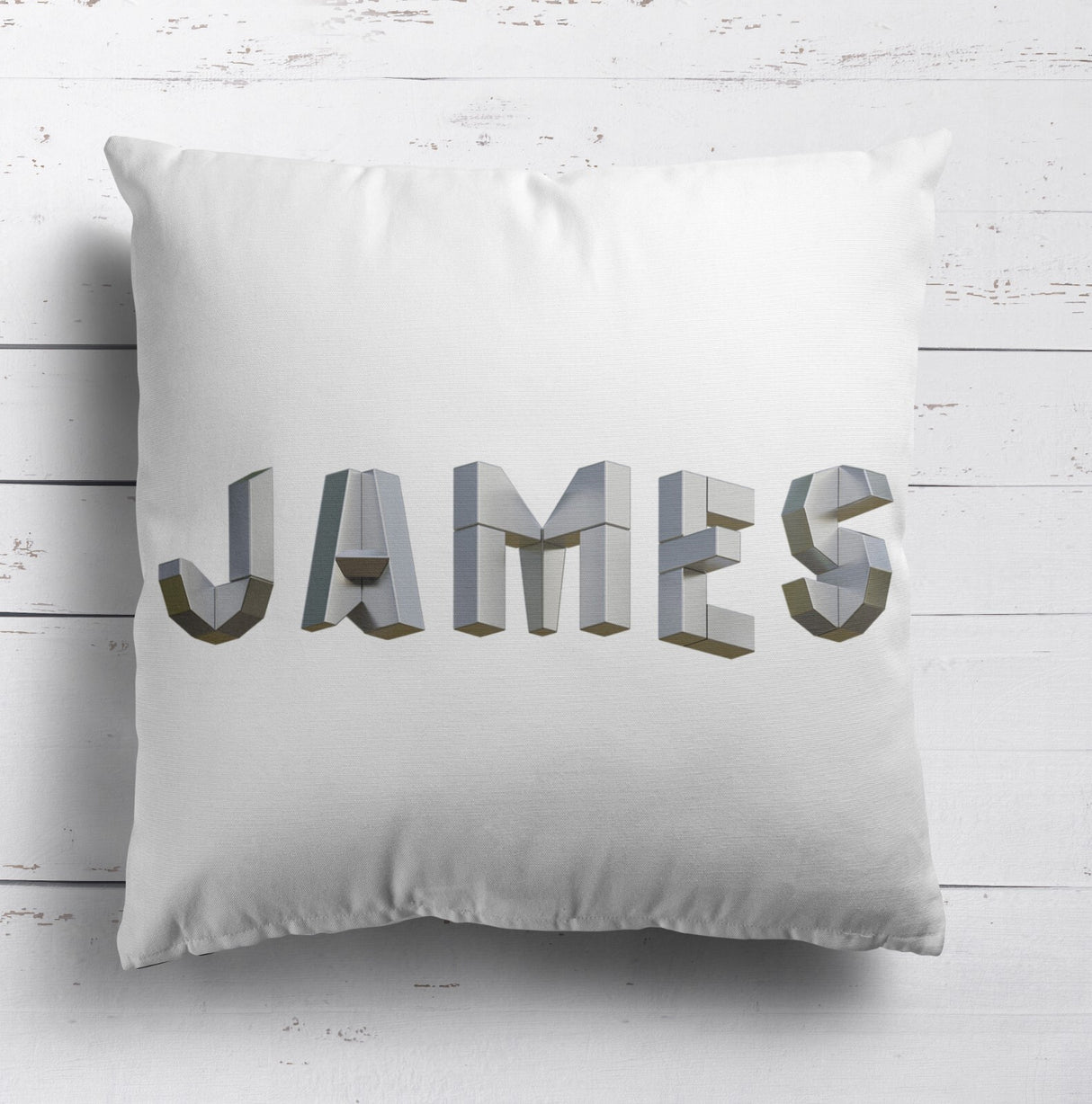 Personalised Geometal 3D Name Print Soft Square Filled Cushion Throw Decor