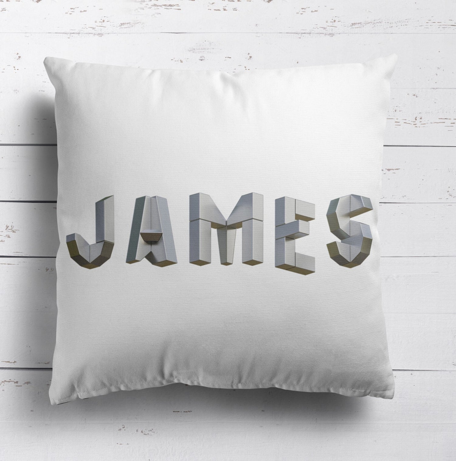 Personalised Geometal 3D Name Print Soft Square Filled Cushion Throw Decor