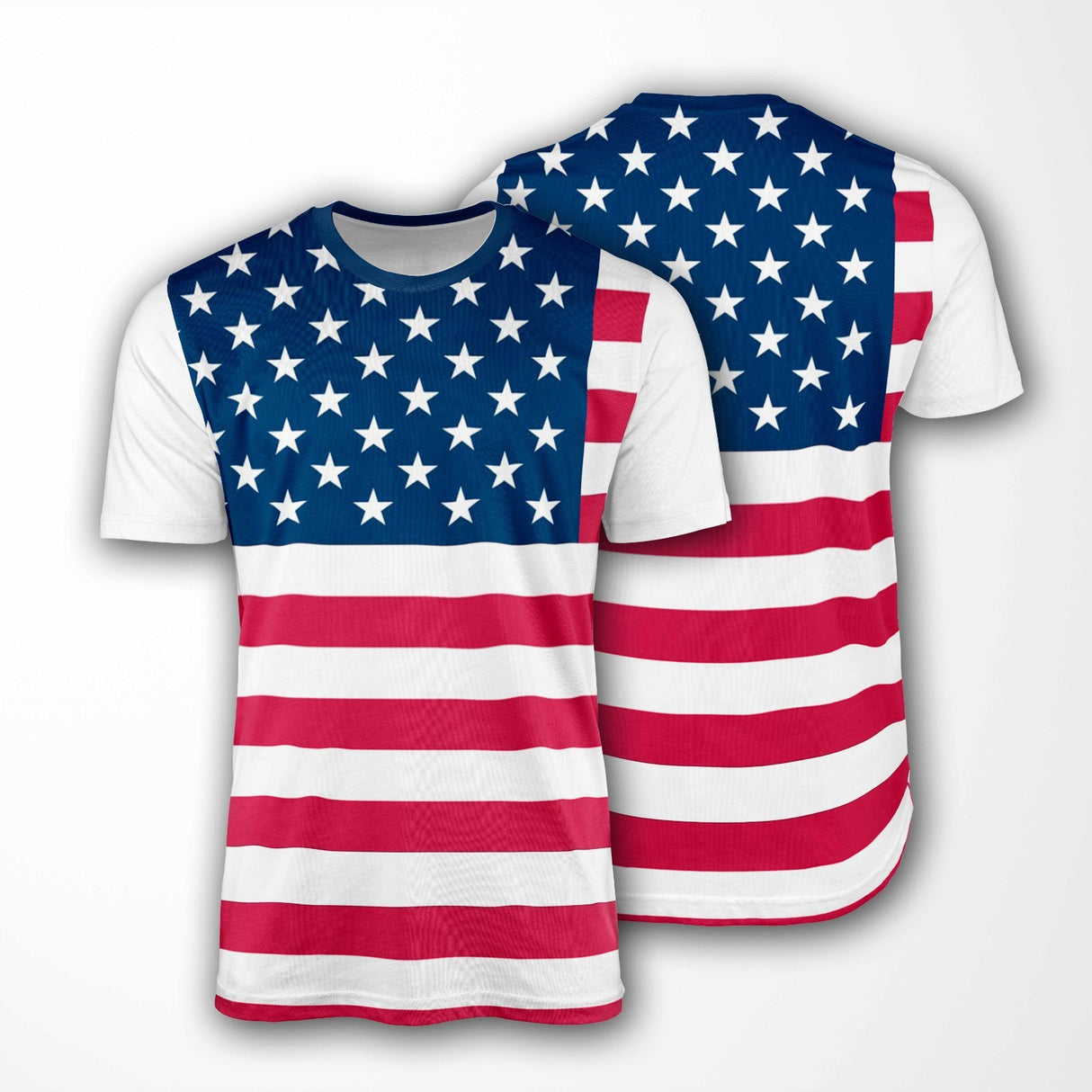 USA Flag America Custom All-Over Printed Unisex T-Shirt Top Gift Patriotic Tee