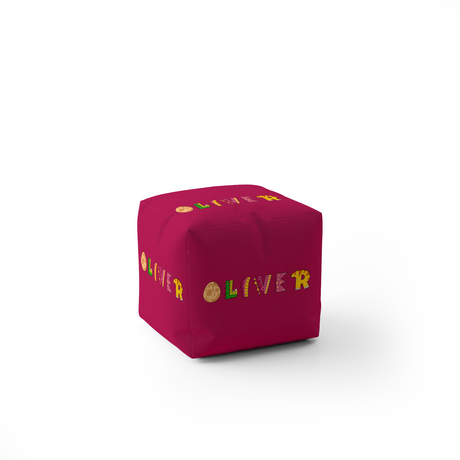 Personalised Name Dinosaur Alphabet Font Ottoman Filled Pouffe Washable Cover