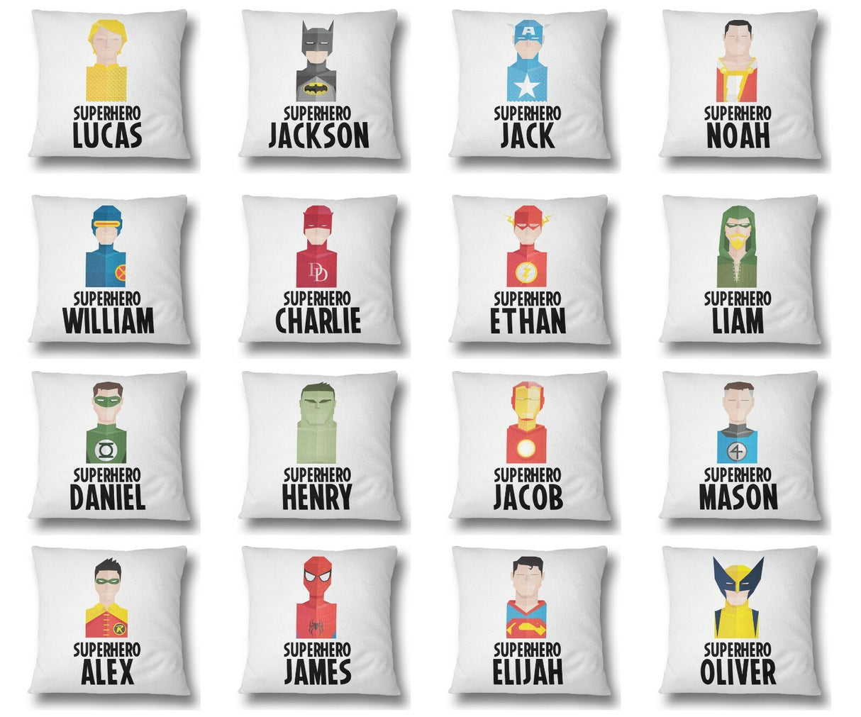 Superhero Personalised Name Kids Boys Sequin Magic Cushion Cover + Pillow