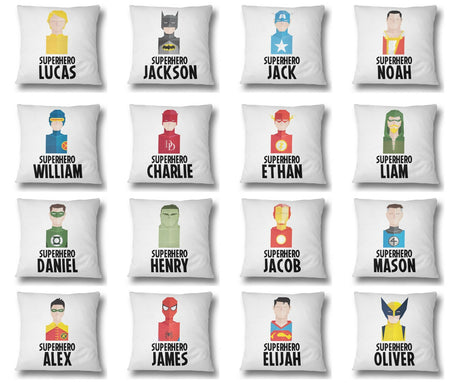 Superhero Personalised Name Kids Boys Sequin Magic Cushion Cover + Pillow