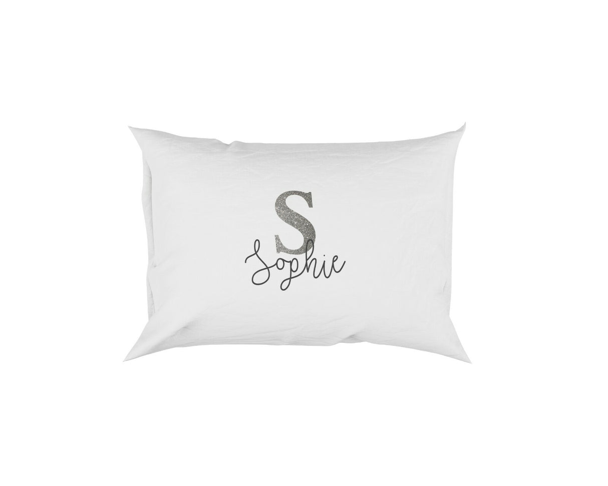 Personalised Name Initial Glitter Monogram Soft Pillowcase Pillow Case Cover