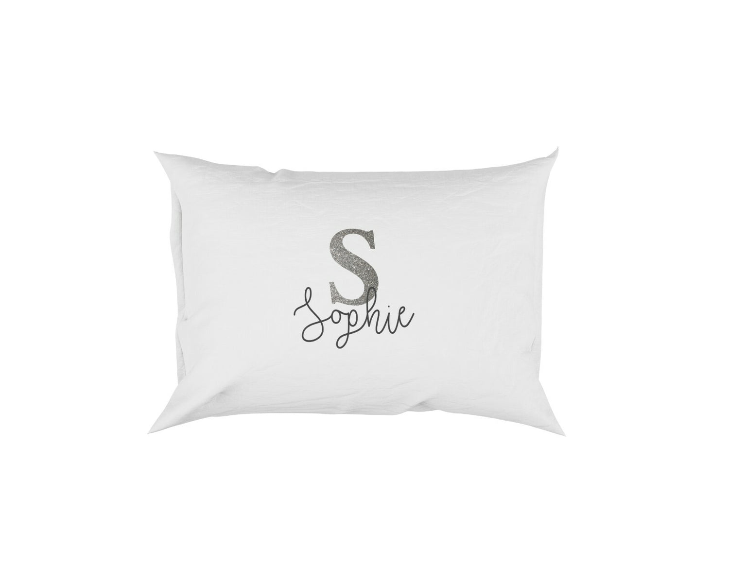 Personalised Name Initial Glitter Monogram Soft Pillowcase Pillow Case Cover