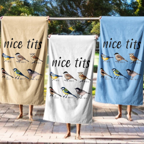 Nice Birds Bird Prank Funny Cheeky Naughty Soft Absorbent Beach Bath Sheet Towel