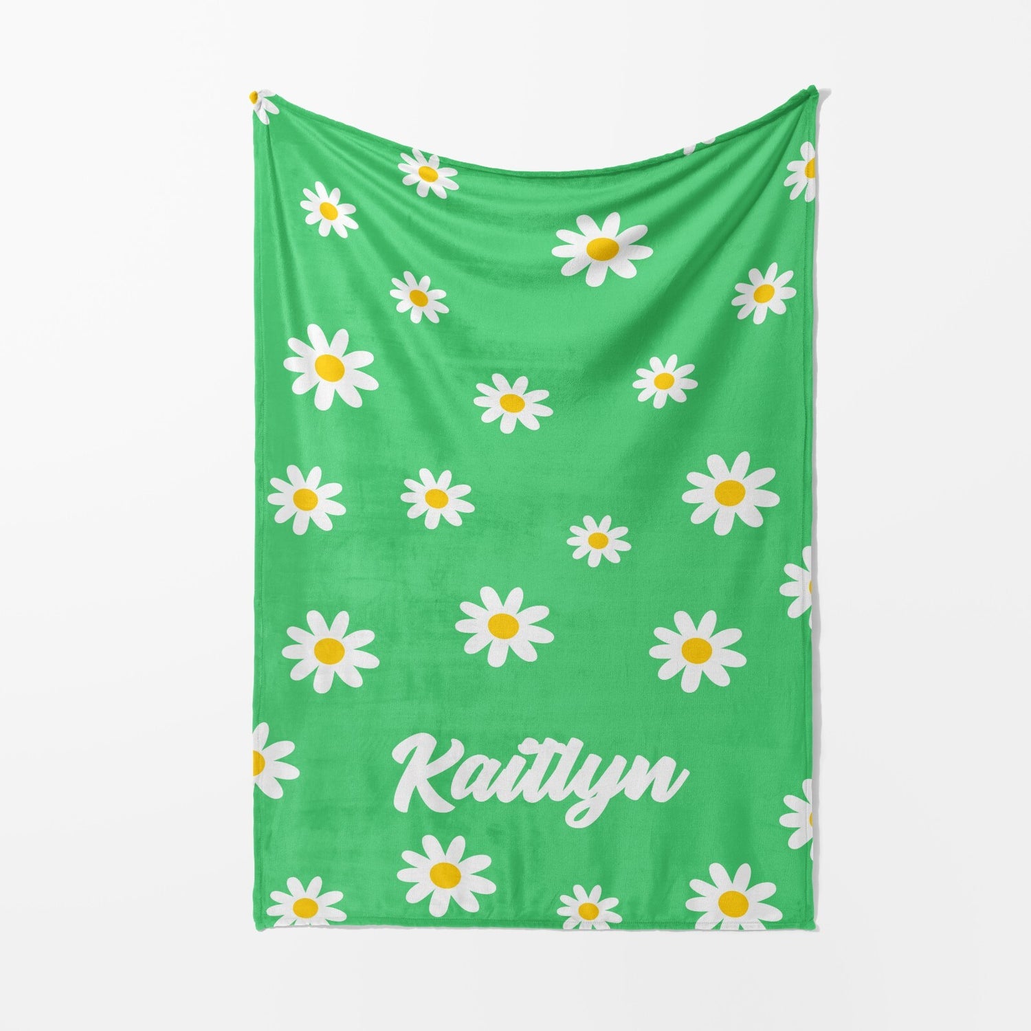 Personalised Custom Name Colour Floral Daisies Soft Warm Fleece Blanket Decor