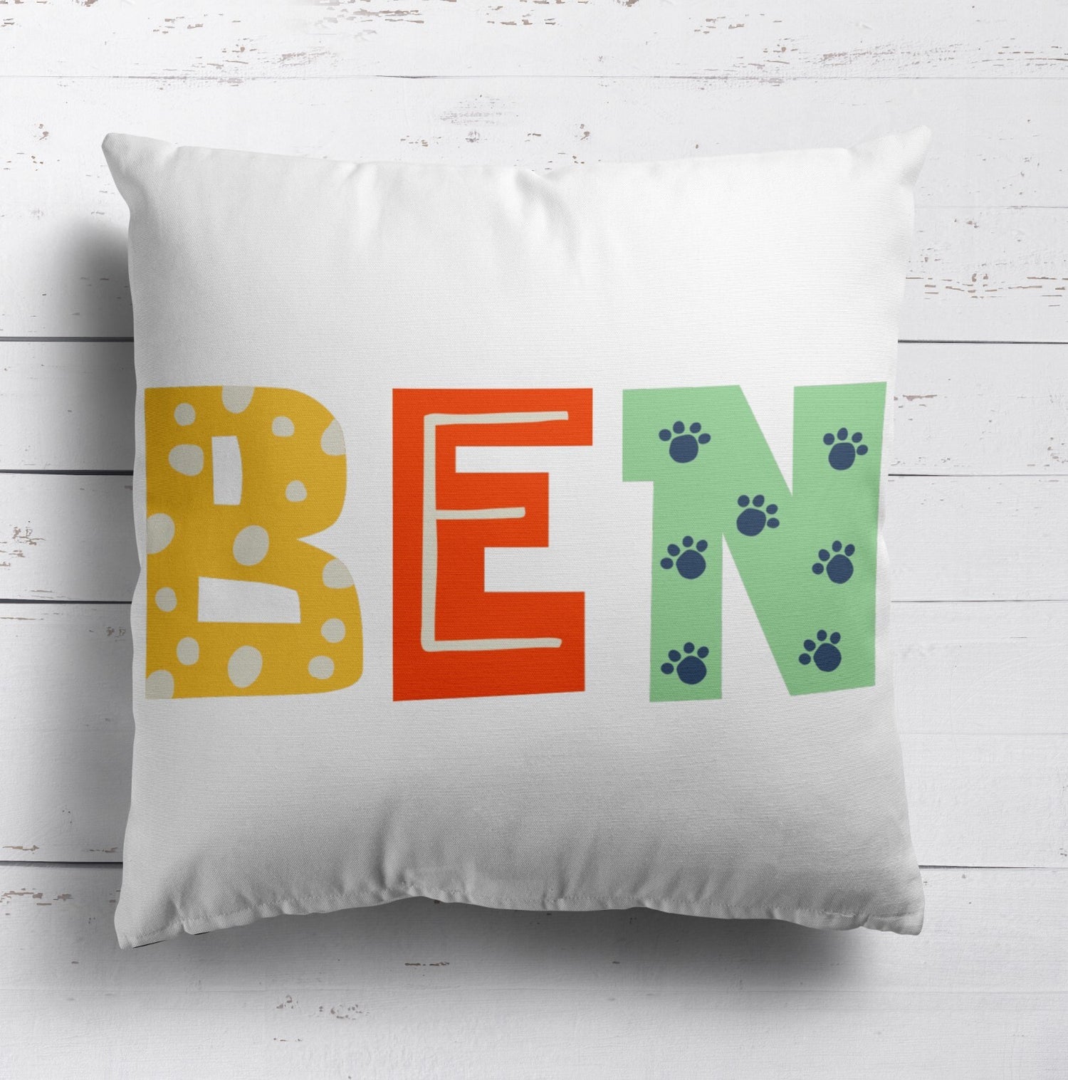 Personalised Kids Alphabet Onyx Print Soft Square Filled Cushion Throw Decor