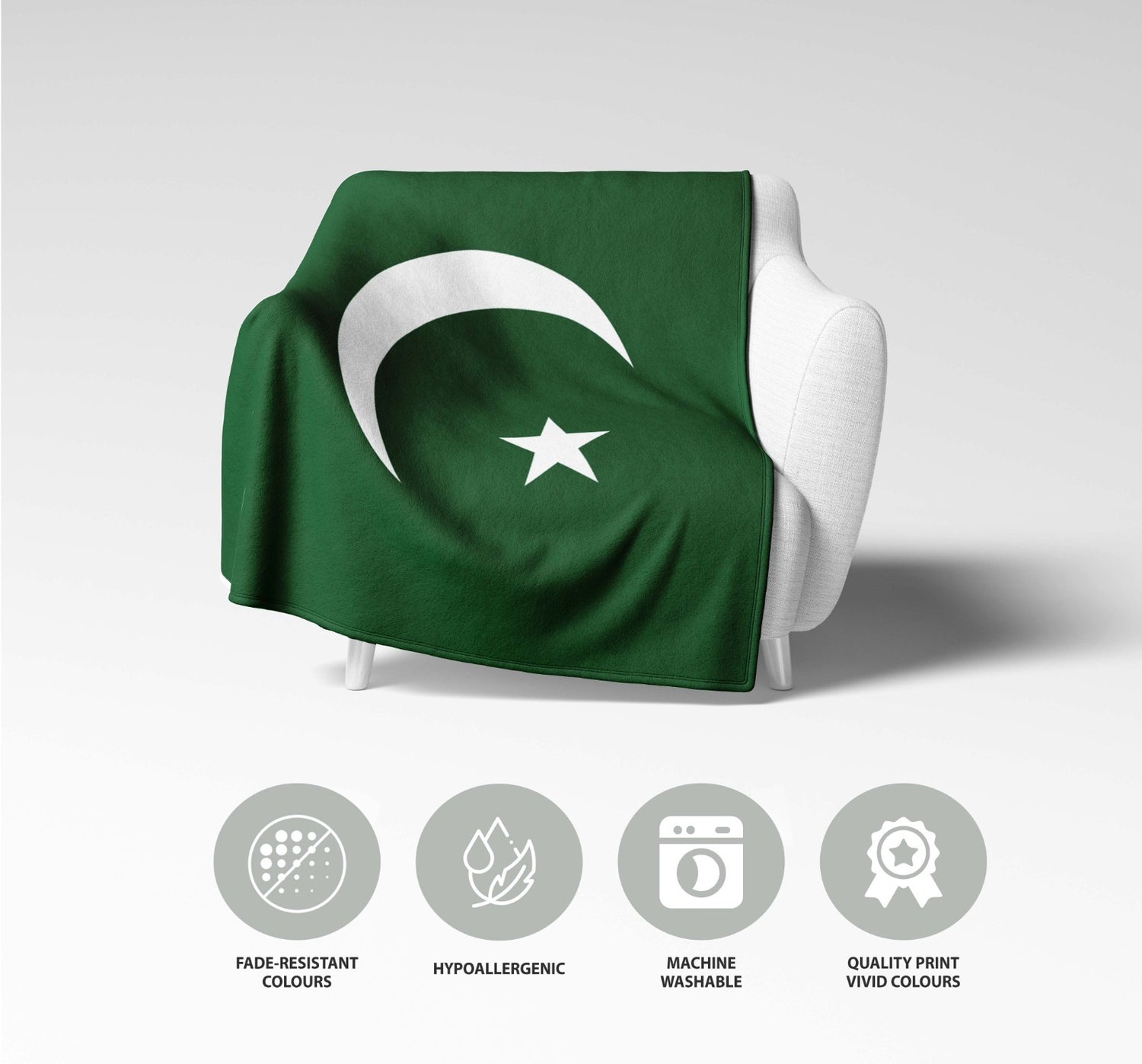 Pakistan Flag Design Gift Cross Custom Made Soft Warm Fleece Blanket Throw Decor