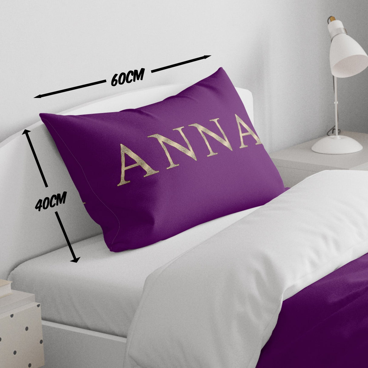 Personalised Name Vector Gold Font Kids Cot Bedding Duvet Cover + Pillowcase