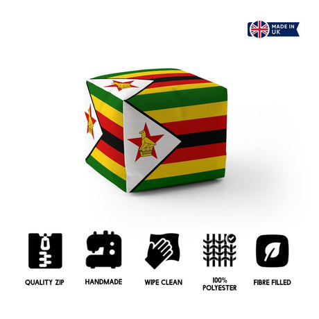 Zimbabwe Flag Patriotic Ottoman Filled Pouffe Footrest Washable Cover Custom