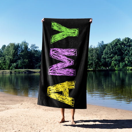 Personalised Any Name Colourful Crayon Coloured Absorbent Beach Bath Sheet Towel