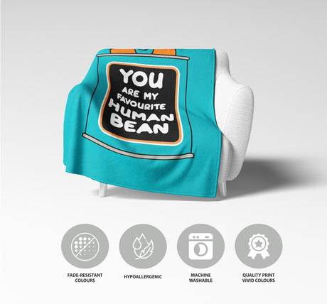 Personalised My Favourite Human Bean Name Novelty Soft Warm Fleece Blanket Decor