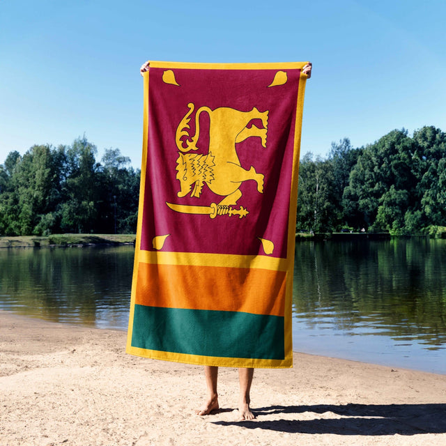 Sri Lanka Flag Towel Highly Absorbent Beach Bath Sheet Custom Gift Patriotic