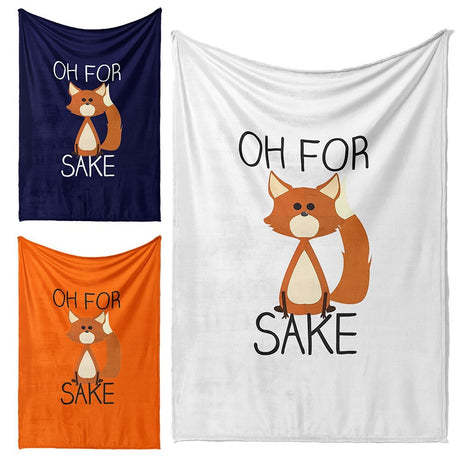 Oh For Fox Sake Saying Phrase Novelty Soft Warm Kids Fleece Blanket Decoration