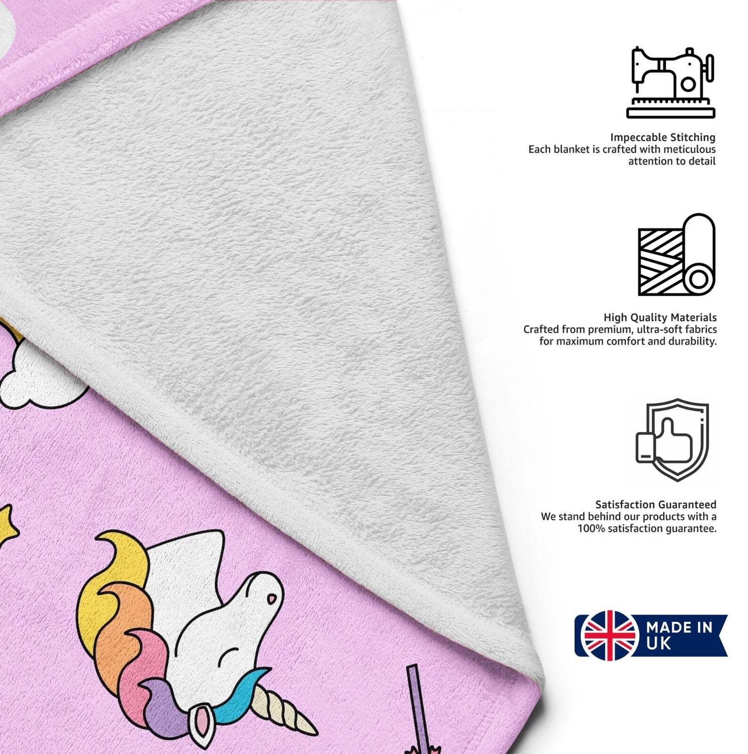 Personalised Custom Name Colour Unicorn Ice Cream Soft Warm Fleece Blanket Decor