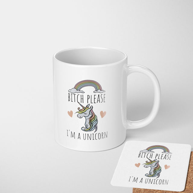 B*tch Please I'm A Unicorn Rude Funny Gift Coffee Tea Mug Coaster Option Him Her