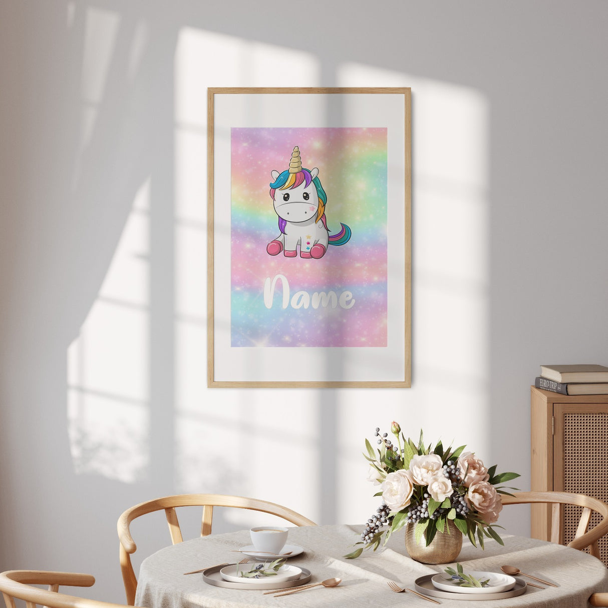 Personalised Custom Name Colour Unicorn  Wall Art Poster Quantity Print Decor