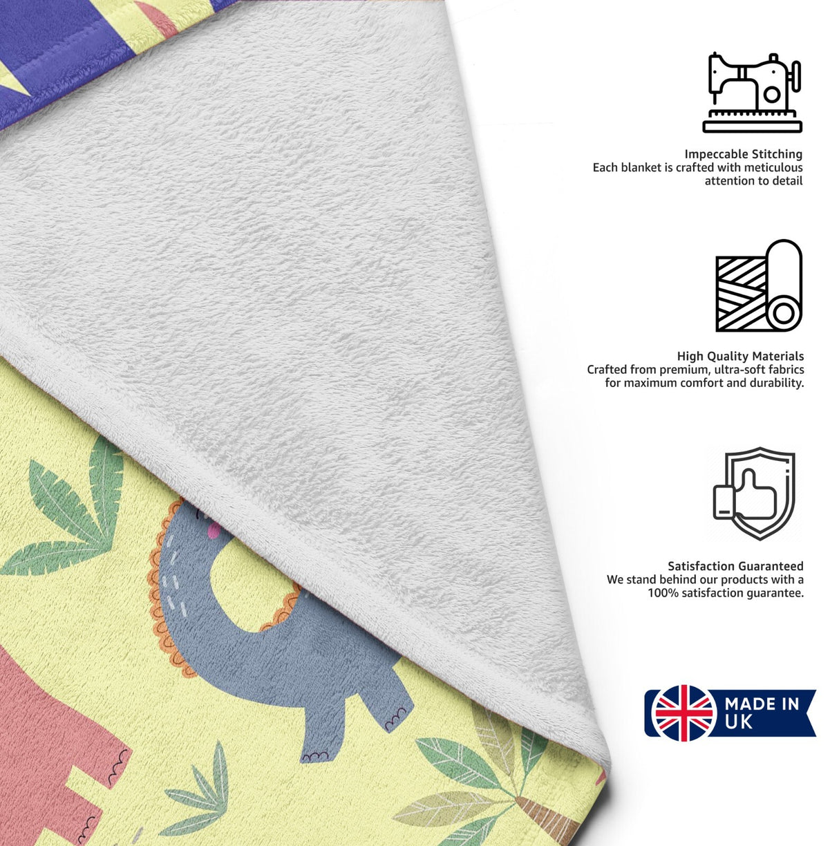 Personalised Custom Name Dinosaurs Clip Art Soft Warm Fleece Blanket Decoration