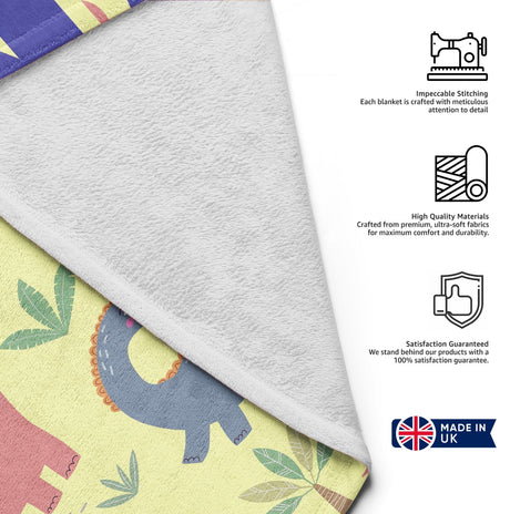 Personalised Custom Name Dinosaurs Clip Art Soft Warm Fleece Blanket Decoration