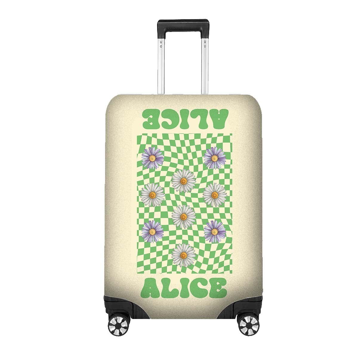 Retro Daisy Grid Name Gift Custom Luggage Cover Personalise Suitcase Protector