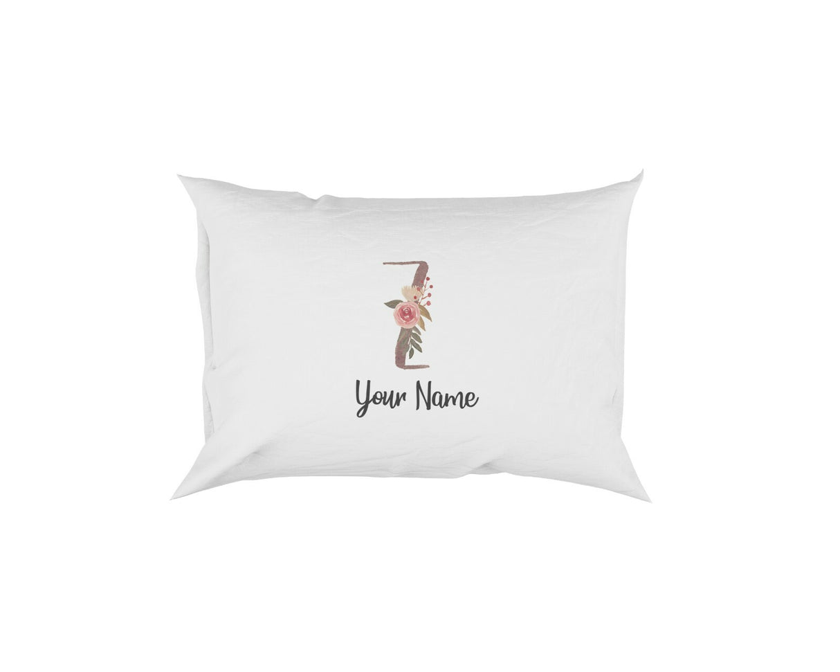 Personalised Floral Watercolour Hand Paint Effect Alphabet Floral Name Pillow