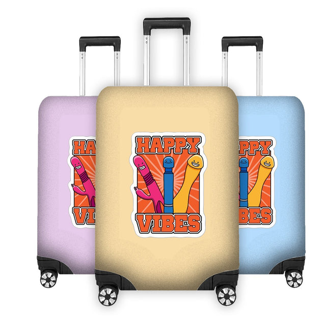 Happy Vibes Rude Funny Custom Luggage Cover Gift Personalised Suitcase Protector