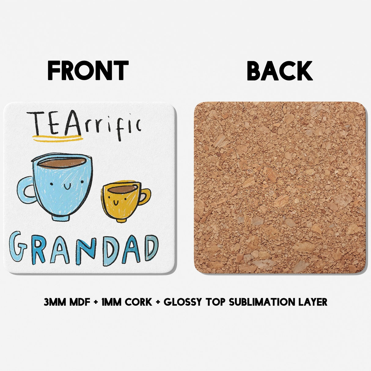 Personalised Text Teariffic Novelty Printed Coffee Tea Mug Coaster Gift Him Her