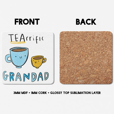 Personalised Text Teariffic Novelty Printed Coffee Tea Mug Coaster Gift Him Her