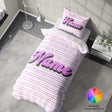 Personalised Custom Name Colour Stripe Retro Single Bed Duvet Cover + Pillowcase