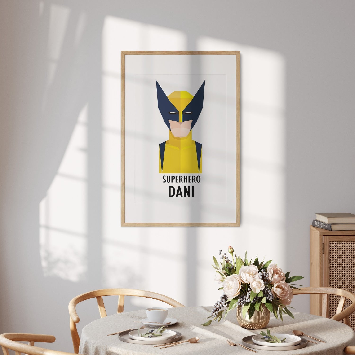 Custom Colour Personalised Superhero Name Wall Art Poster Print Decor