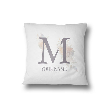 Personalised Misty Dusty Pastel Alphabet Floral Name Initial Letter Cushion
