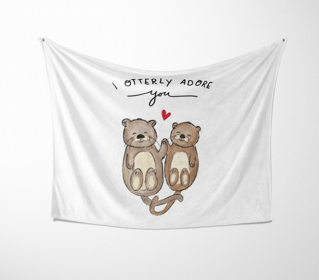 Otterly Adore You Cute Love Valentines Anniversary Fleece Mink Blanket Gift