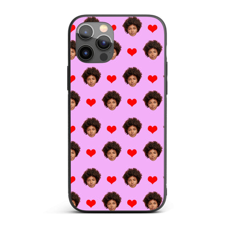 Face Cut Out All Over With Heart Personalised Custom - Printed iPhone Black Case