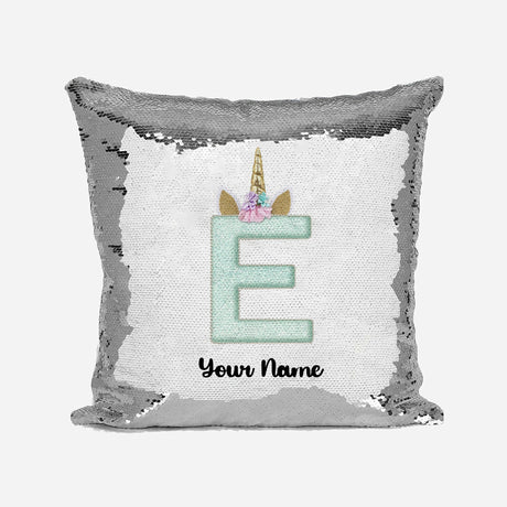 Personalised Unicorn Sparkly Monogram Alphabet Sequin Magic Cushion Cover+Pillow