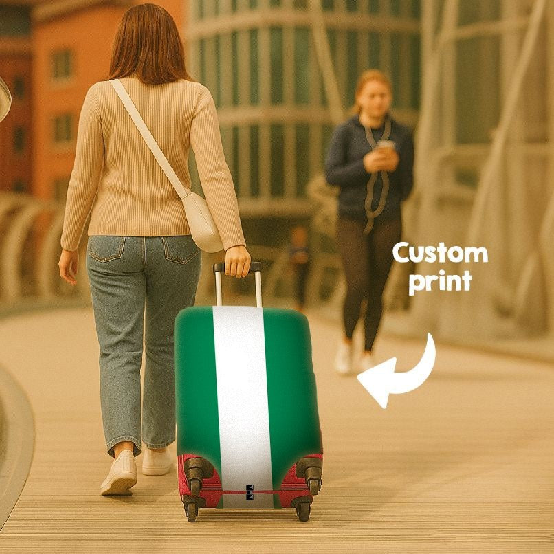 Nigeria Flag Suitcase Cover - Travel Gift Stretch Fit Luggage Protector Custom