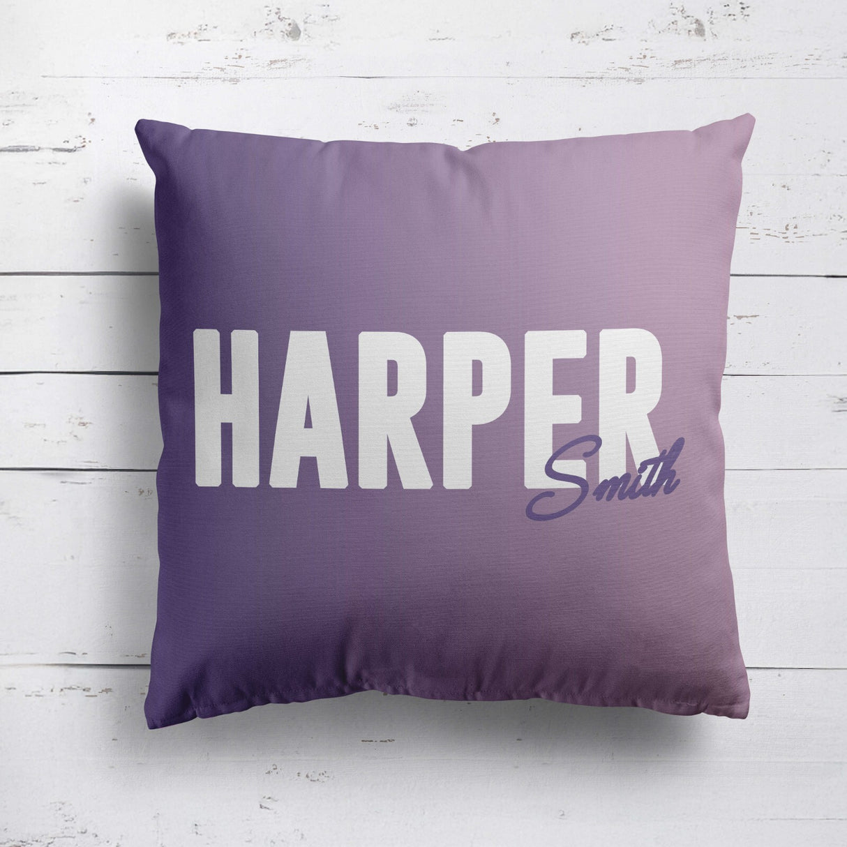 Personalised Name Gradient Two Tone Coloured Square Fill Zipped Cushion Throw