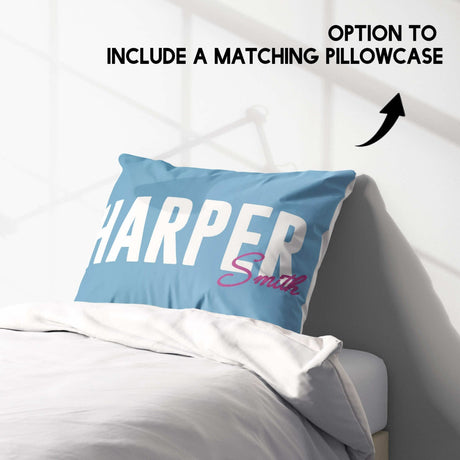 Personalised Name Gradient Two Tone Coloured Single Bed Duvet Cover + Pillowcase