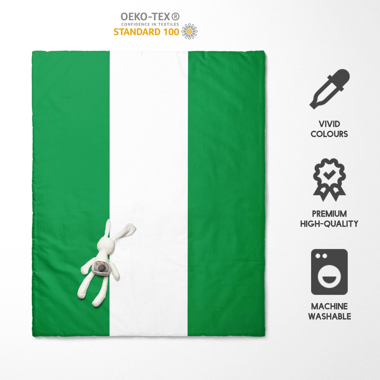 Nigeria Flag Nigerian Cot Bed Duvet Cover Toddler Pillowcase Design Gift Custom