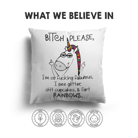 Unicorn Pee Glitter Rude Funny Novelty Custom Square Filled Cushion Decor Gift