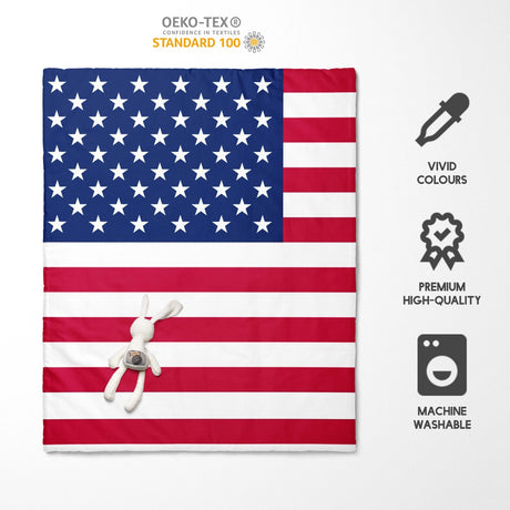 USA Flag America Cot Bed Duvet Cover Toddler Pillowcase Design Gift Custom Cosy