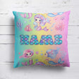 Personalised Name Mermaids + Jellyfish Mythical Square Fill Zipped Cushion Throw