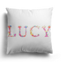 Personalised Pink Floral Alphabet Print Soft Square Filled Cushion Throw Decor
