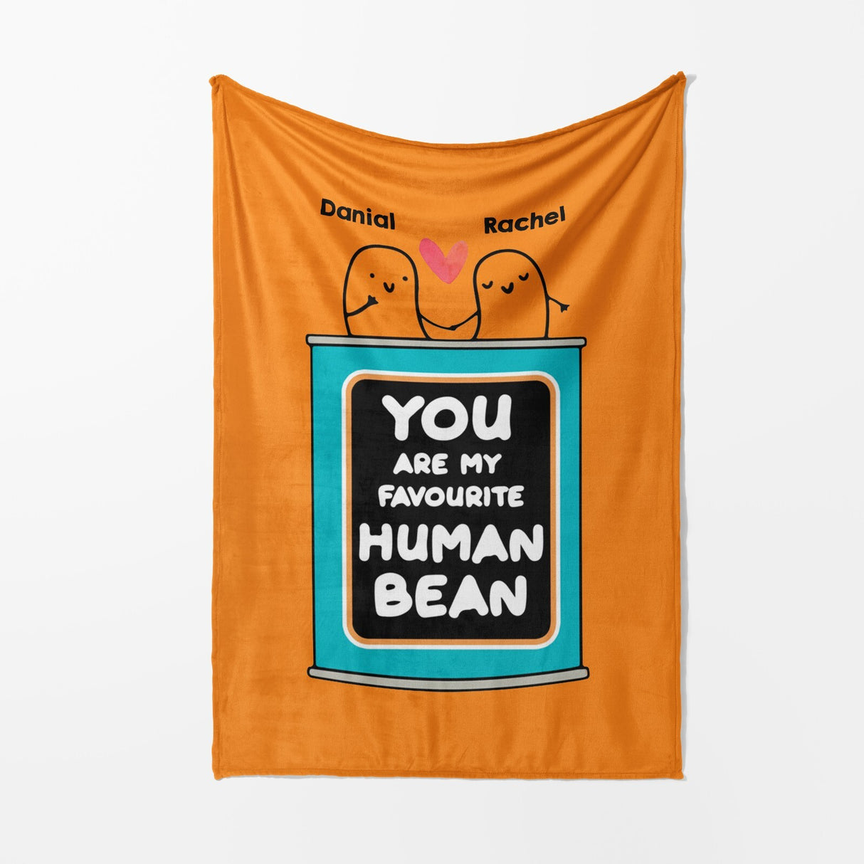Personalised My Favourite Human Bean Name Novelty Soft Warm Fleece Blanket Decor