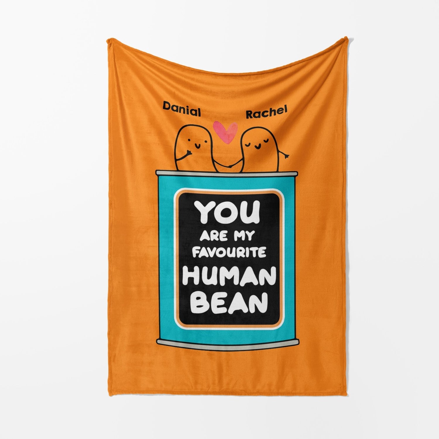 Personalised My Favourite Human Bean Name Novelty Soft Warm Fleece Blanket Decor