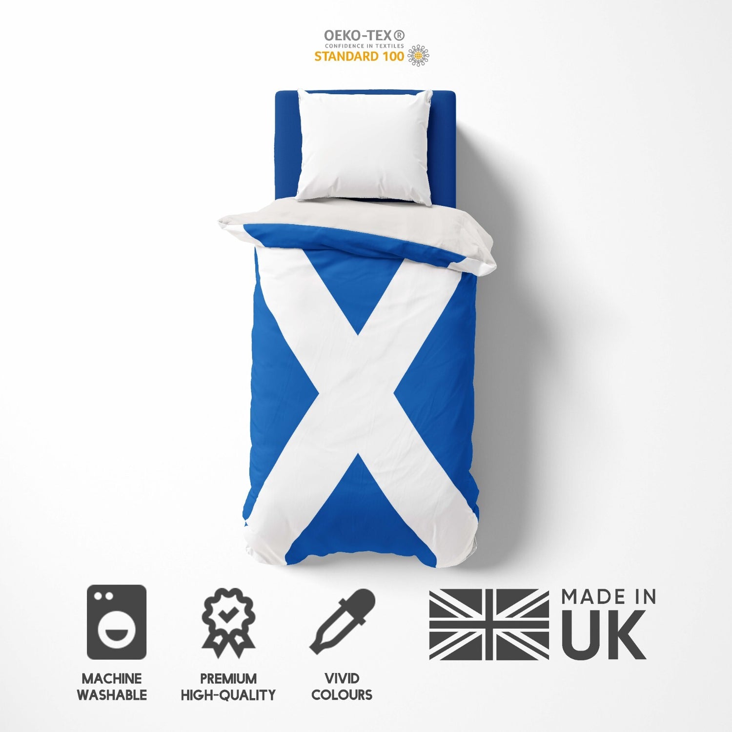 Scotland Flag Scottish Cross Single Size Bed Duvet Cover Quilt + Pillowcase Set